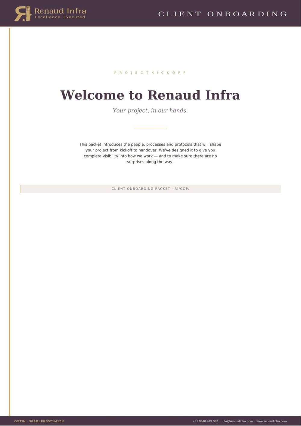 Client Onboarding Packet — sample page